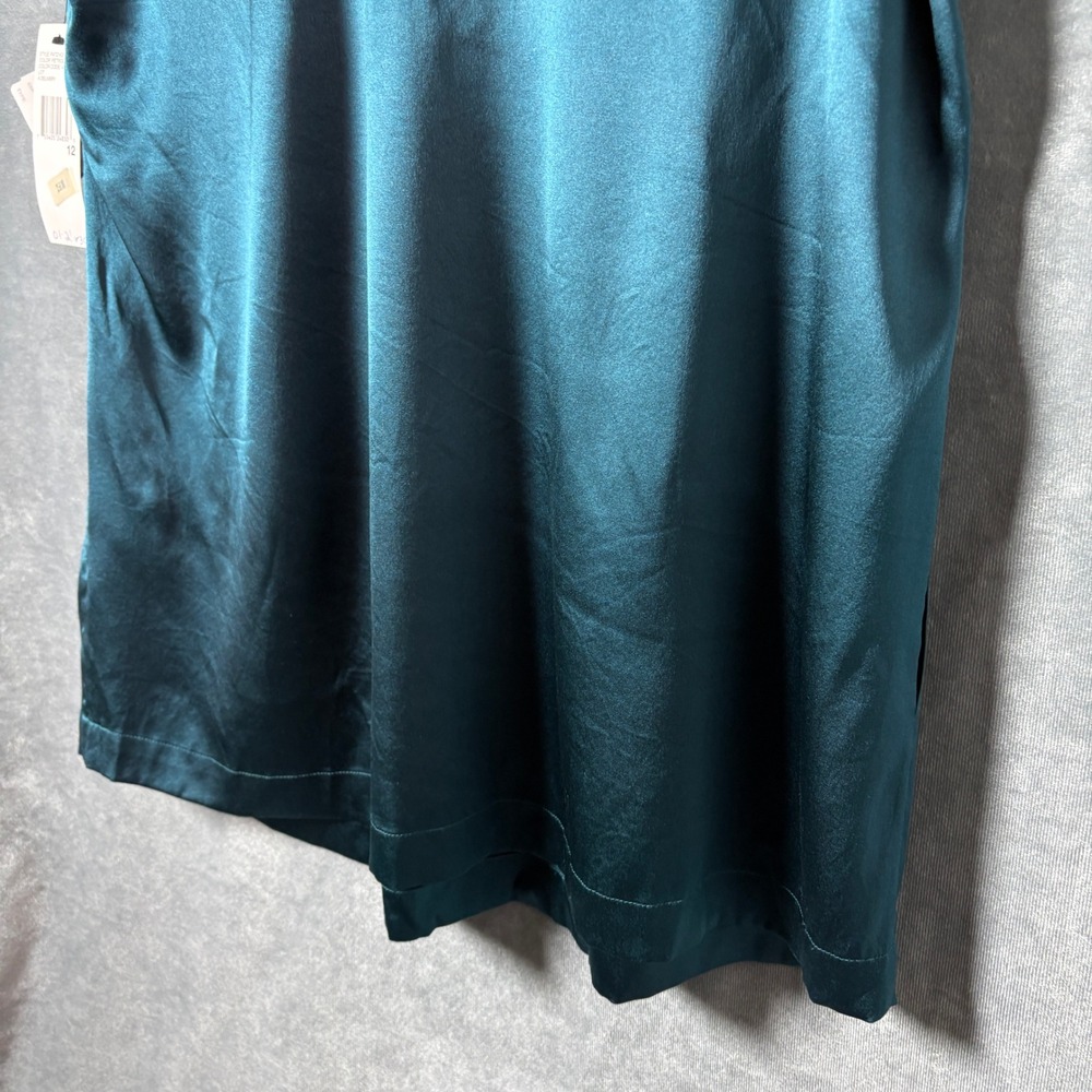 DKNY Emerald Green Silk Blouse Cowl Neck Pleated Career Top Size 12 NEW - Picture 2 of 10